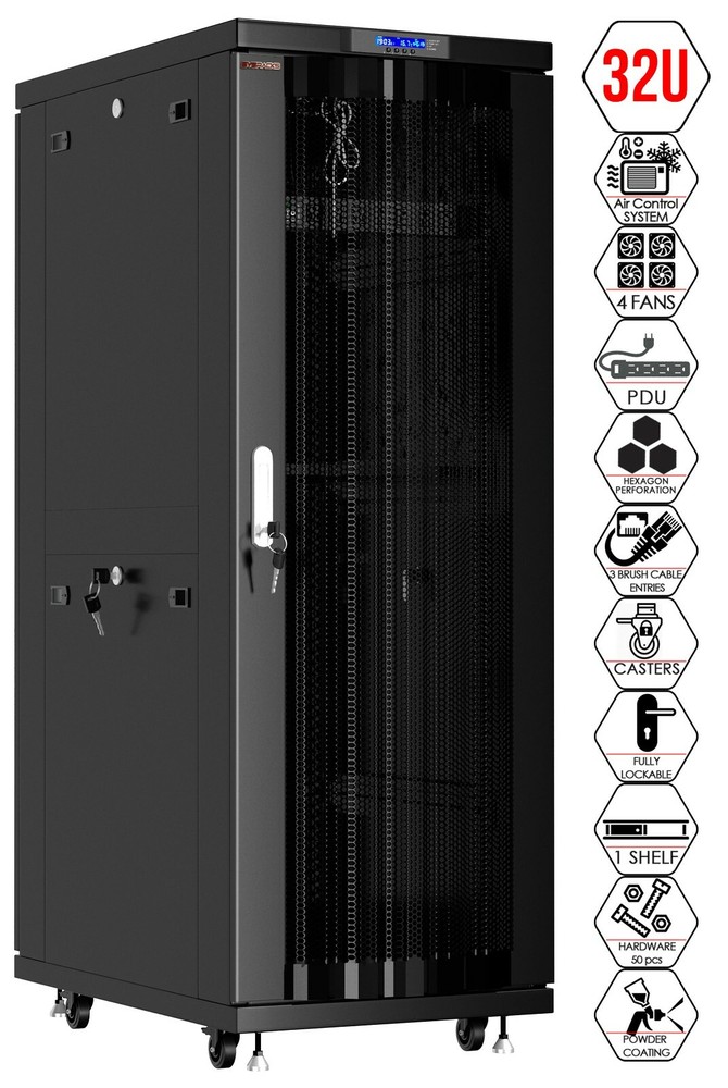 Server Rack 32U Network Cabinet 39" depth Data Server Cabinet - VENTED MESH DOOR