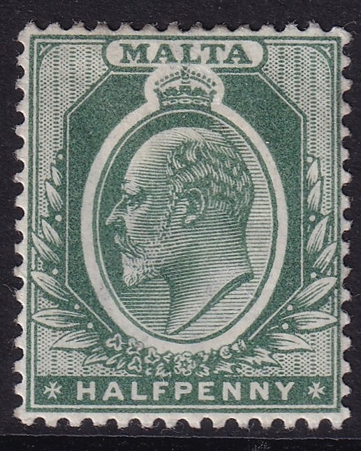 MALTA EDVII SG38, ½d green, Mounted MINT.
