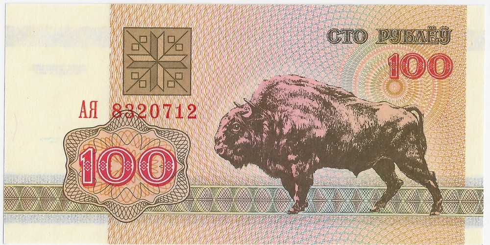 Belarus 100 Rubles 1992 - (Bison) - P8 UNC