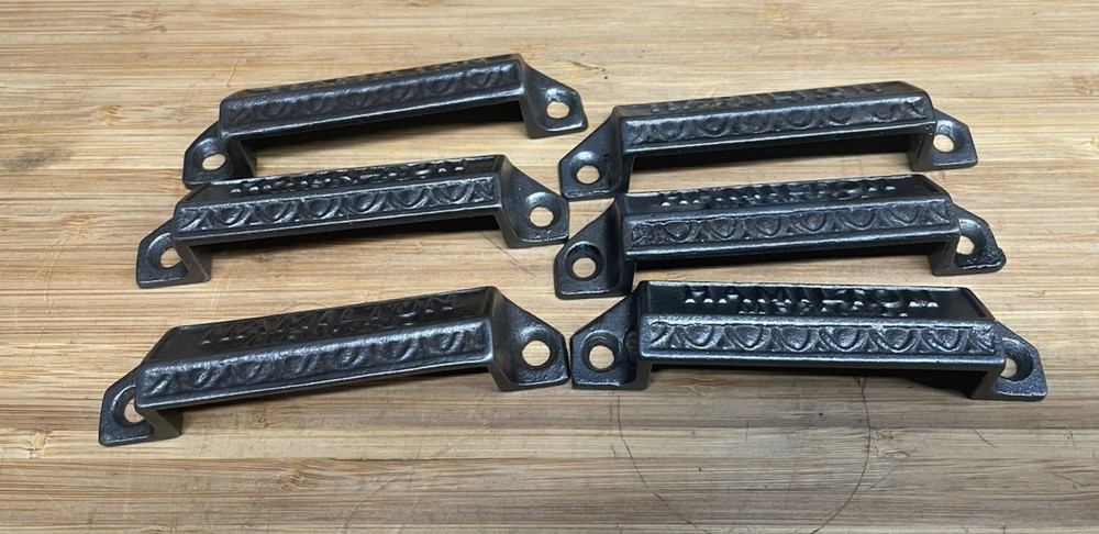 VTG Antique Hamilton Type-set Printer Drawer Pulls Handles 4" Cast Iron