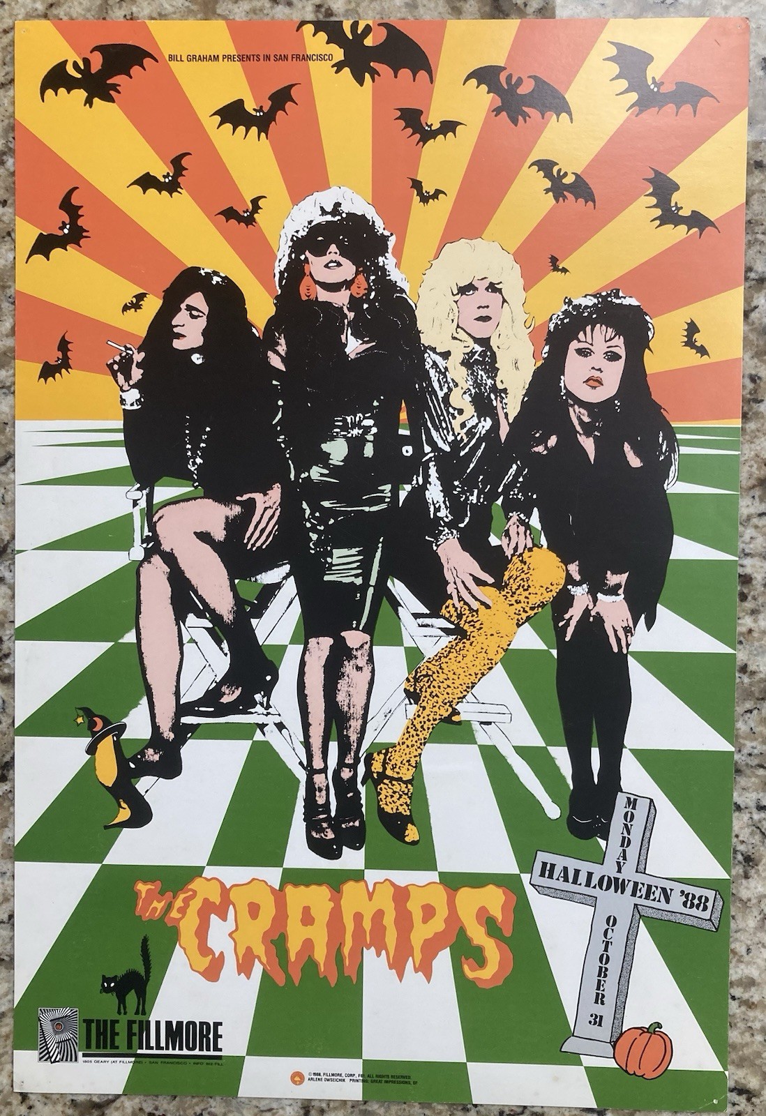 Original CRAMPS Fillmore Poster HALLOWEEN 1988 Bill Graham F-61