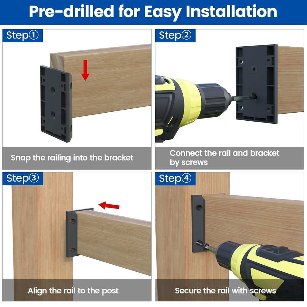 Effortless Installation Kit: 20 Deck Railing Brackets with Torx Screws & Driver