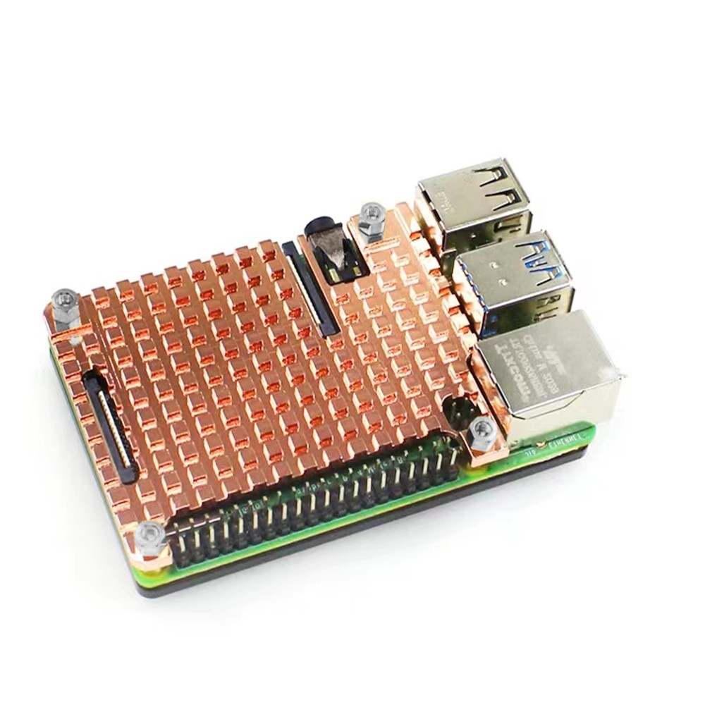 Ultra-thin Copper Heatsink Protective Passive Cooling Case For Raspberry Pi 4B w