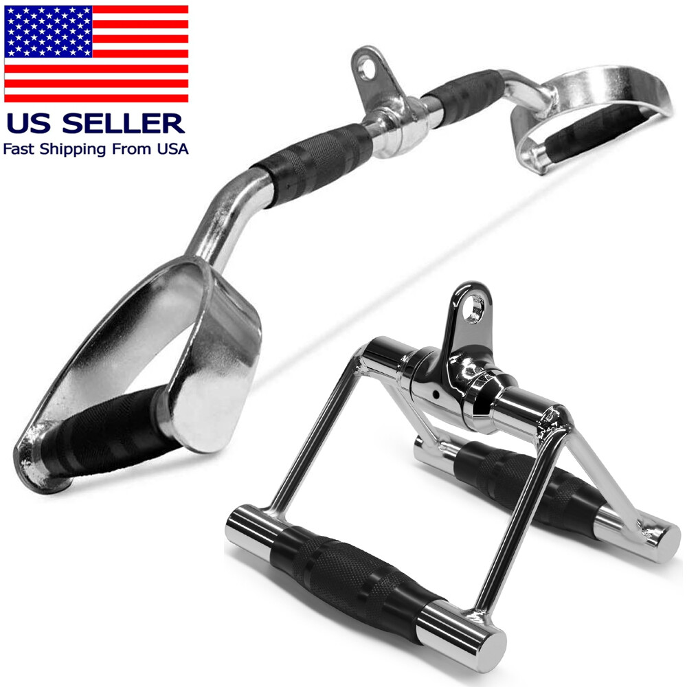 Home Gym Cable Attachment Handle Machine Strength Exercise Press Down Lat Set