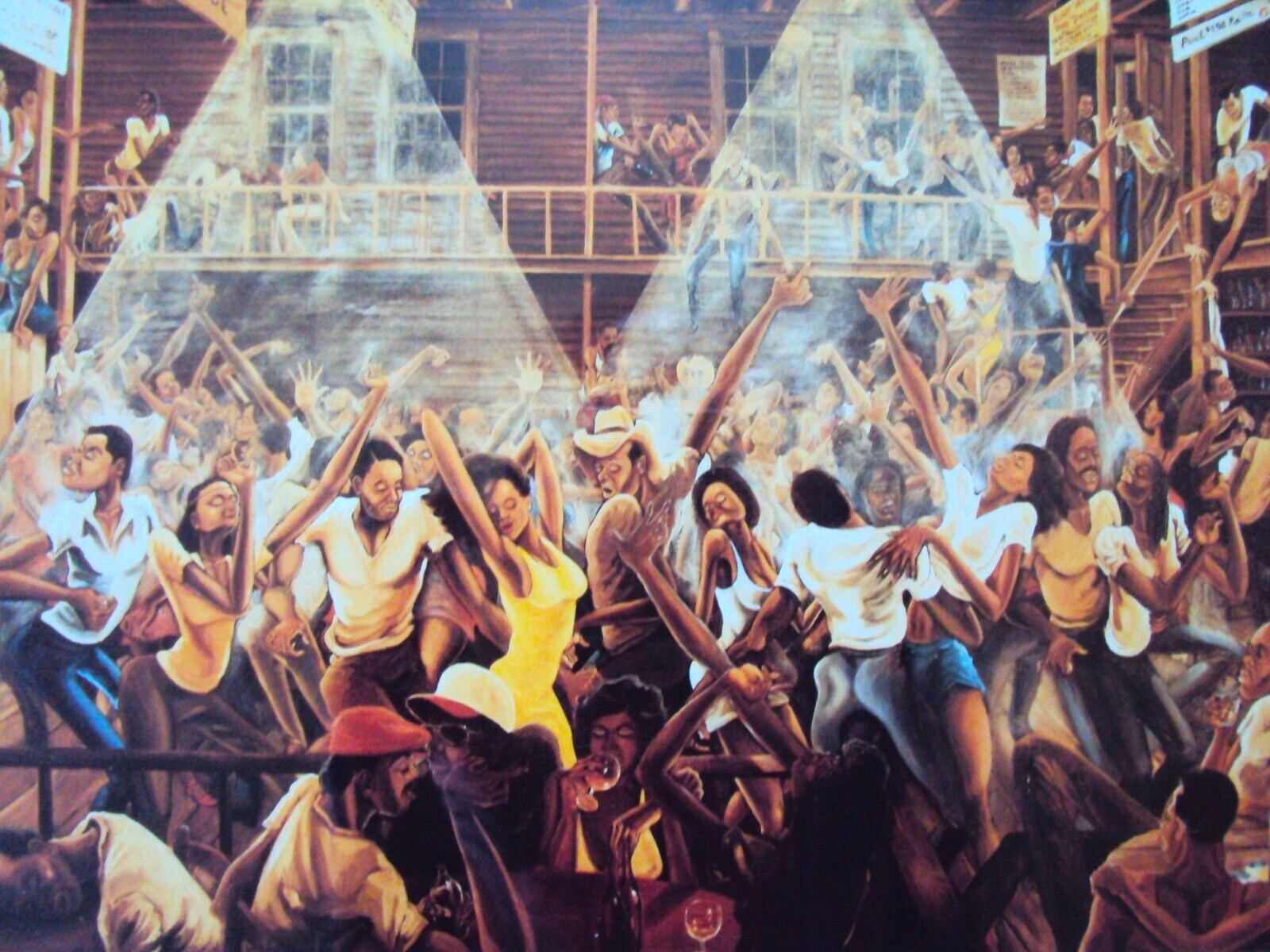 RARE VINTAGE NIGHT LIFE AT THE STUDIO Black African Art 1990s Ernest Watson!!