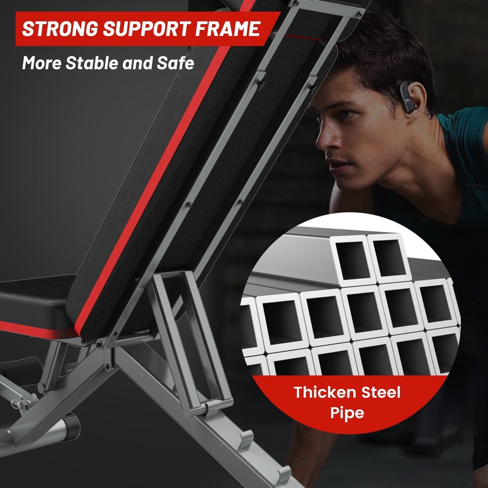 Adjustable Dumbbell Bench Foldable Workout Weight Bench Press Incline Decline fo
