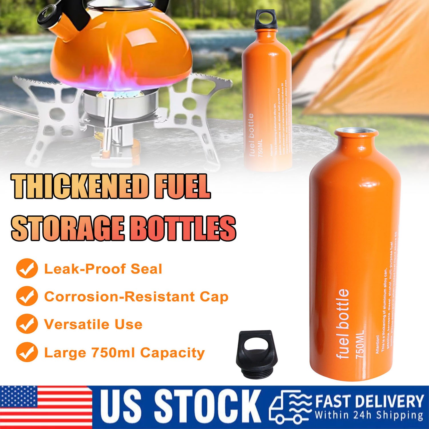 Portable Outdoor Fuel Tank Reserve Bottle Petrol Gasoline Oil Storage Can 750ml