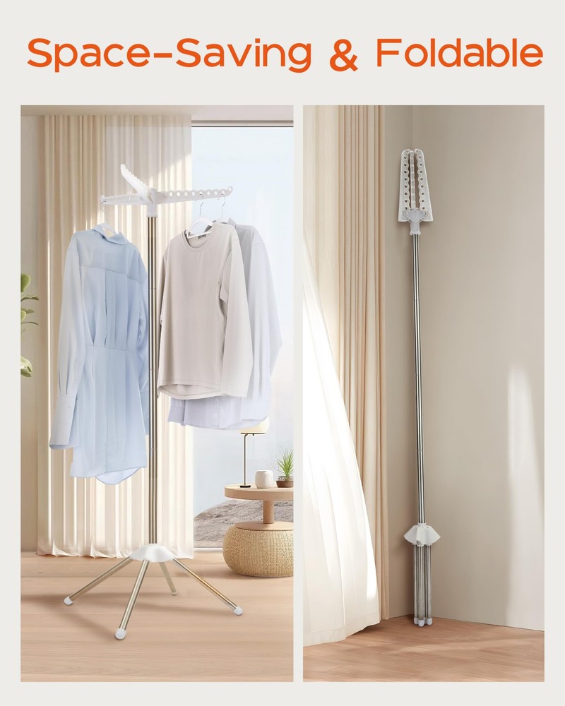 Clothes Drying Rack Foldable, 59 inch Tripod Laundry Drying Rack Indoor with ...