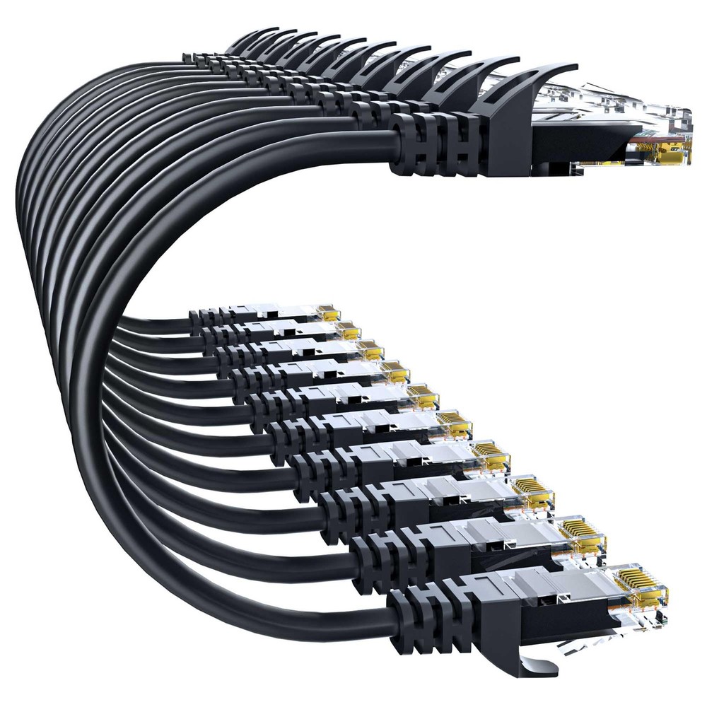 10Gsupxsel Cat 6 Ethernet Cable 3FT 10Pack, Cat6 Patch 3FT, Black