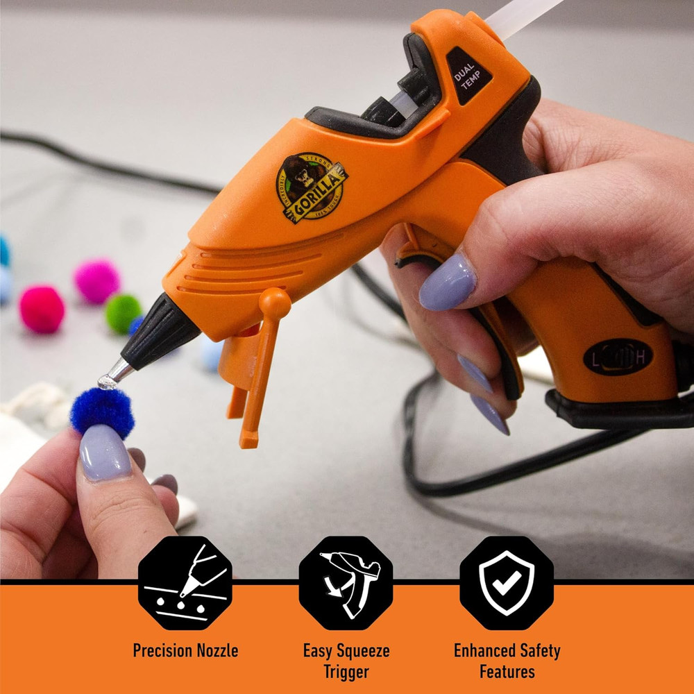 Hot Glue Gun Mini Size, Dual Temp, Precision Nozzle, Easy Trigger