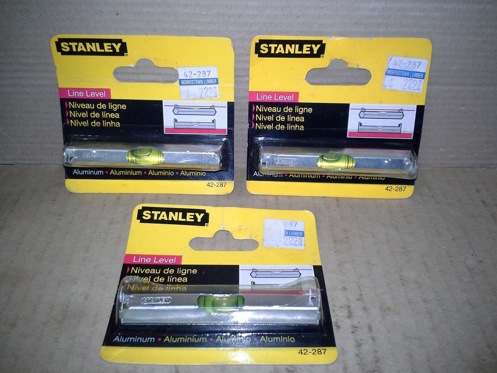 3PC. Stanley 42-287 Aluminum Line Level. NOS