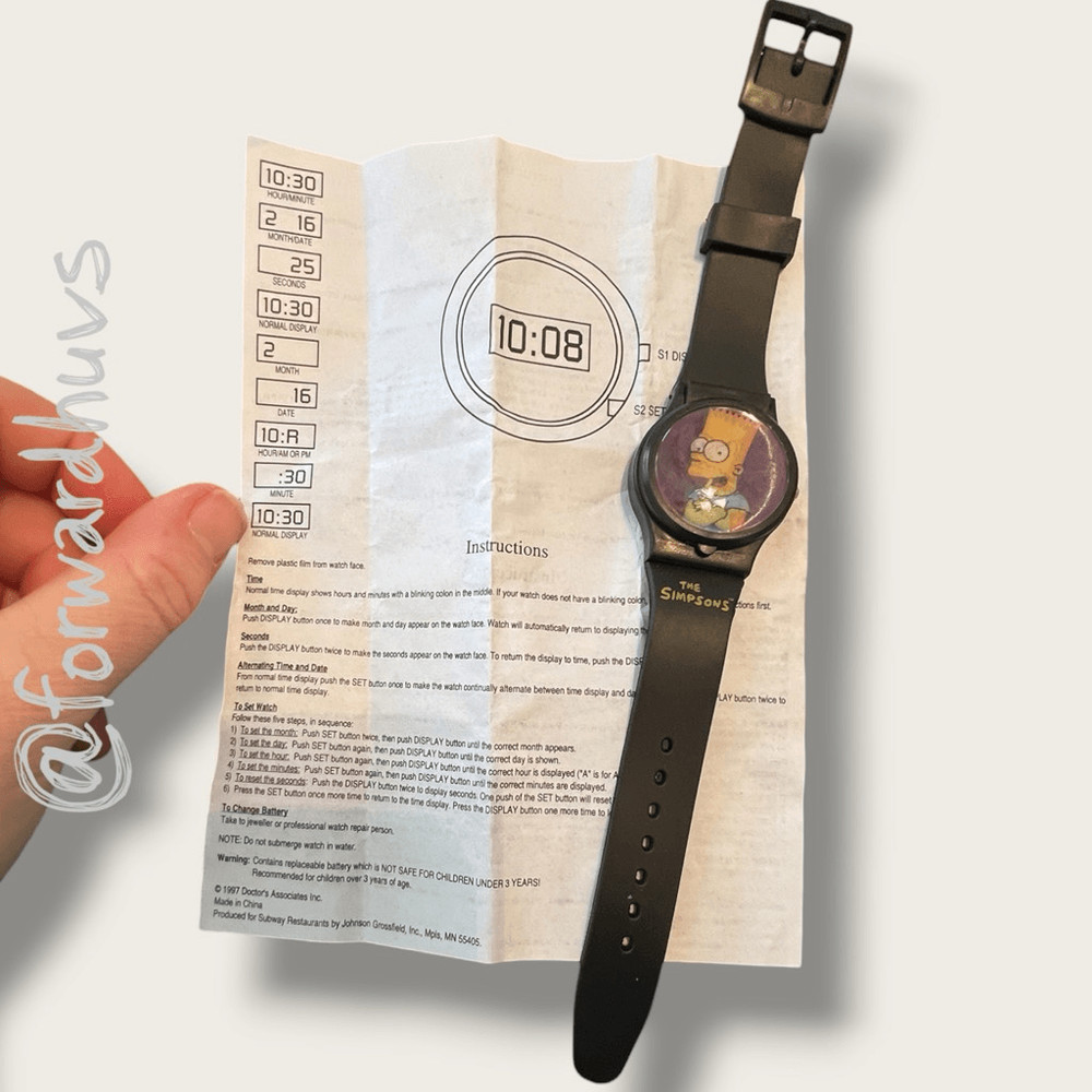 Bart Simpson ’97 Subway Watch Limited Edition - Needs Battery NOS