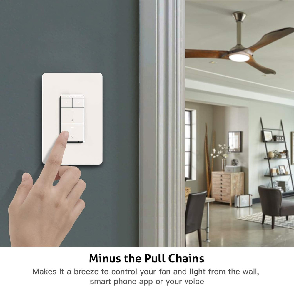 Smart Ceiling Fan Control and Dimmer Light Switch 2Pack, Neutral Wire Needed, 2.