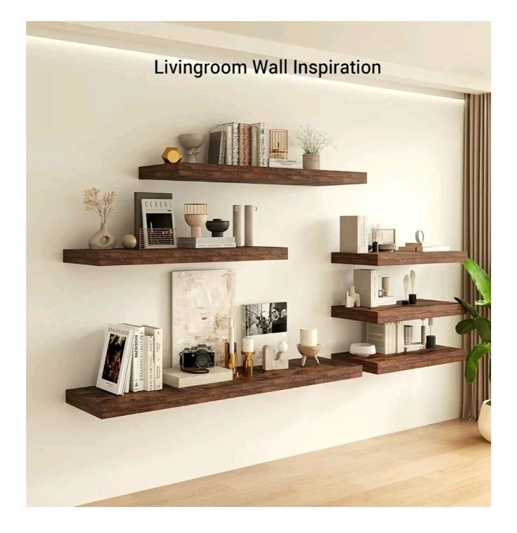 2 Heimlove 48" Long 12" Deep, Large Floating Shelves Large Display Rustic Brown