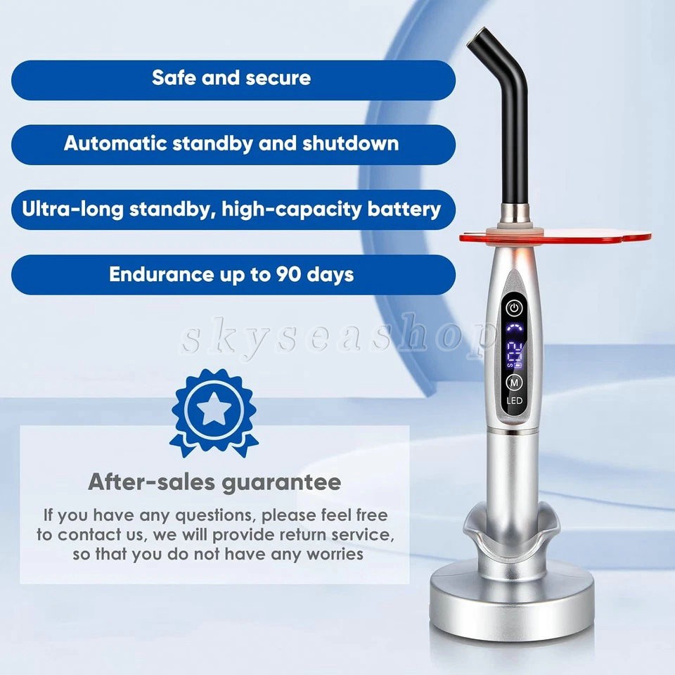 Upgraded Rainbow LED Curing Light 1500-2000mw/cm2 3 Modes Silver Dental
