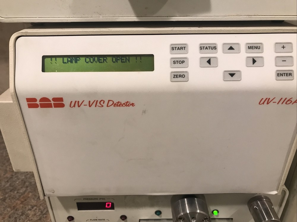 BAS LIQUID CHROMATOGRAPHY SYSTEM UV 116 UV VIS DETECTOR, PM 80 SOLVENT DELIVERY