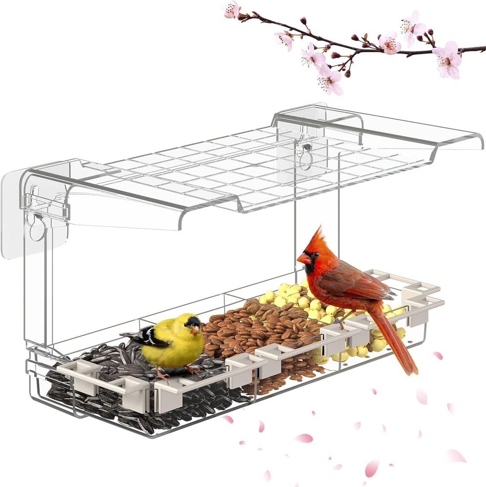 Window Bird Feeder, Clear Cardinal Feeder With 5 Stand