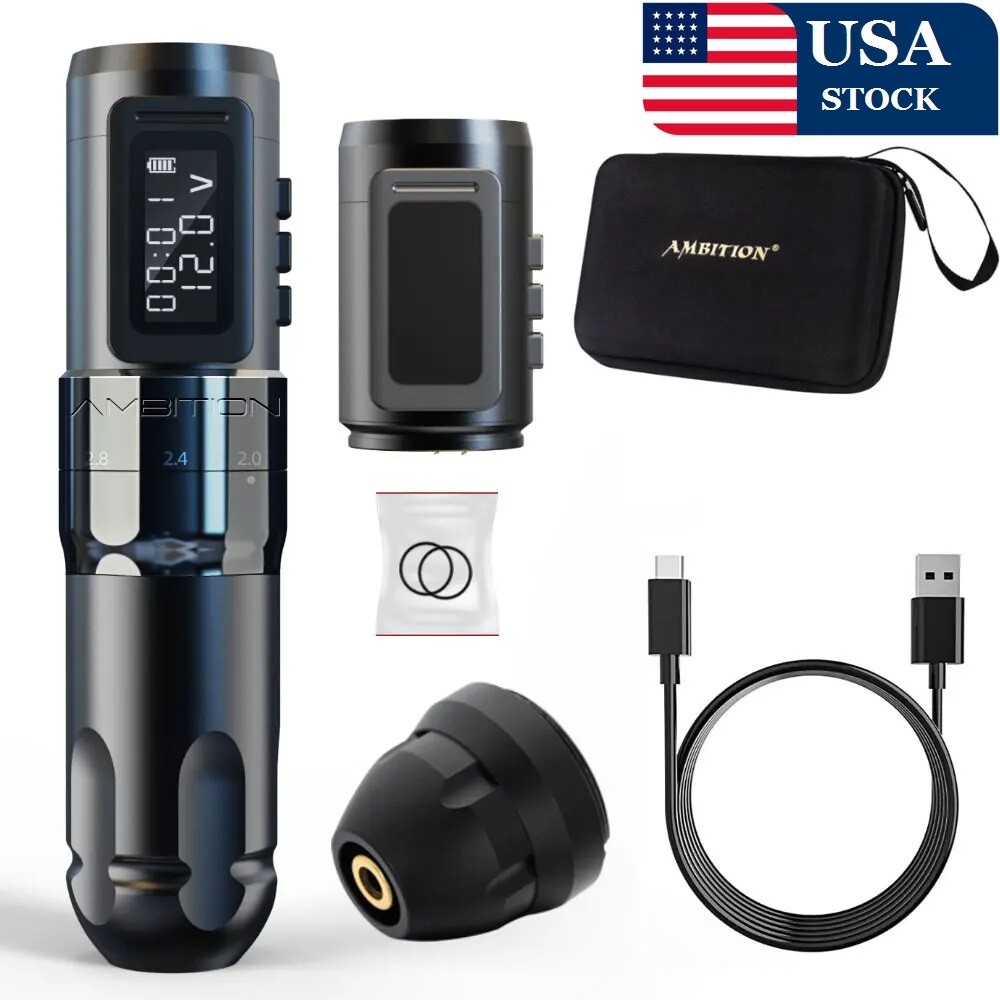 AMBITION MARS Wireless Tattoo Machine Pen Rechargeable Battery Adjustable Stroke