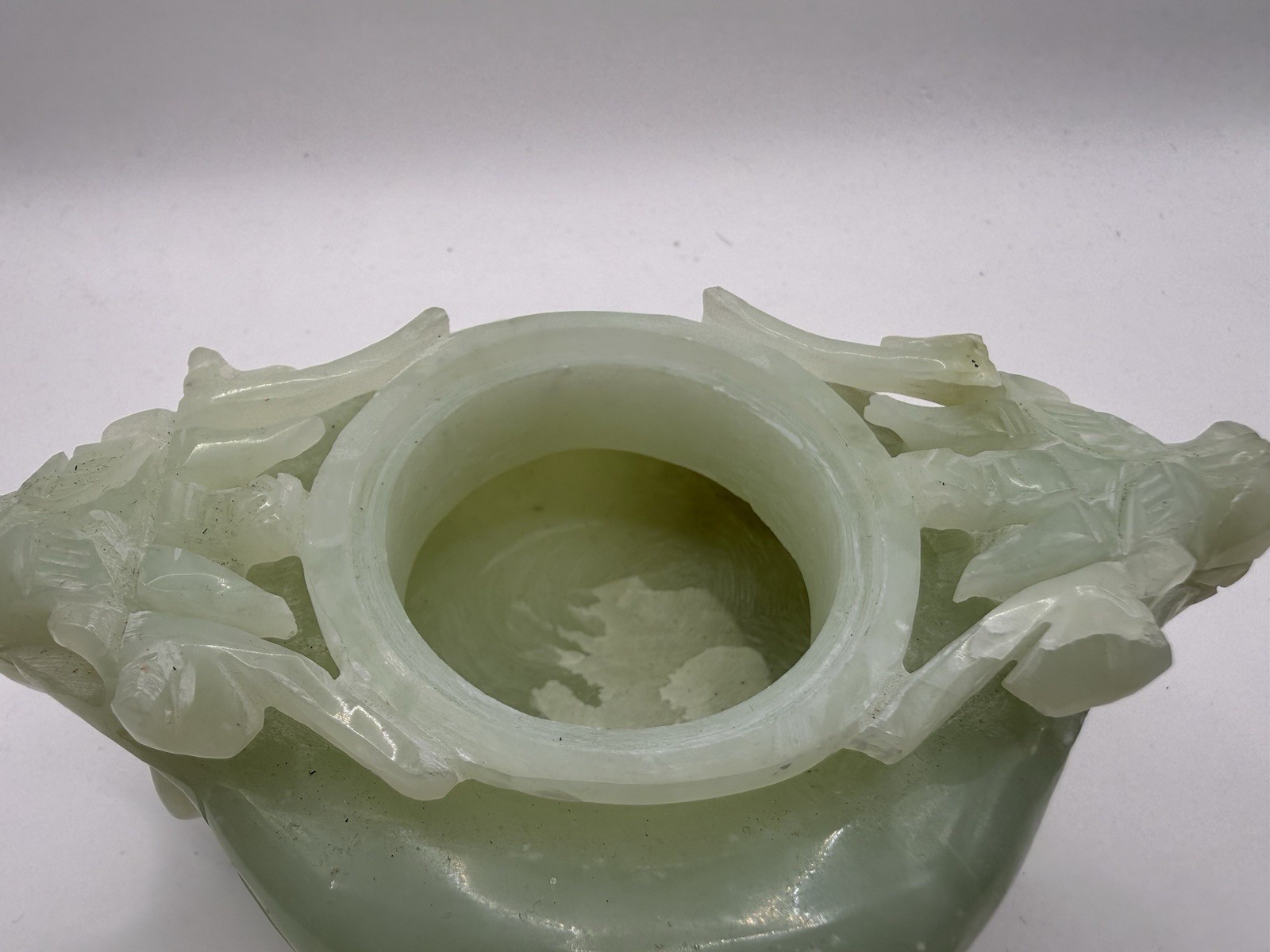 Stunning Hand Carved Early 20th Century Chinese Natural Jade Incense Burner Rare