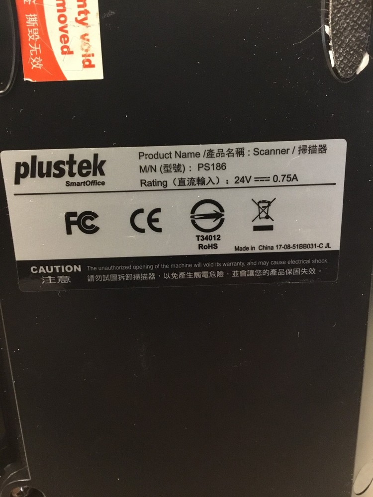 Plustek SmartOffice PS186 Duplex Document Scanner No AC Adapter FREE SHIPPING