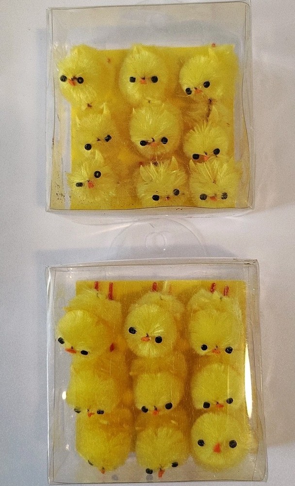 Mini Chenille Easter Chicks, Yellow, Pipe Cleaner, Crafts, NIB, Set 9, X2