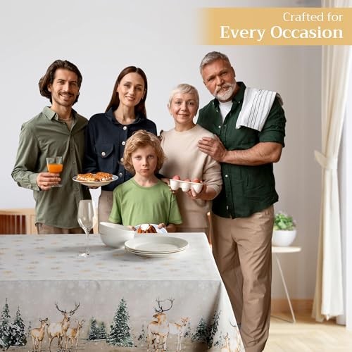 Table Cloth Rectangle Table 108" x 60" (Rectangular) 01 - Deer in the Woods