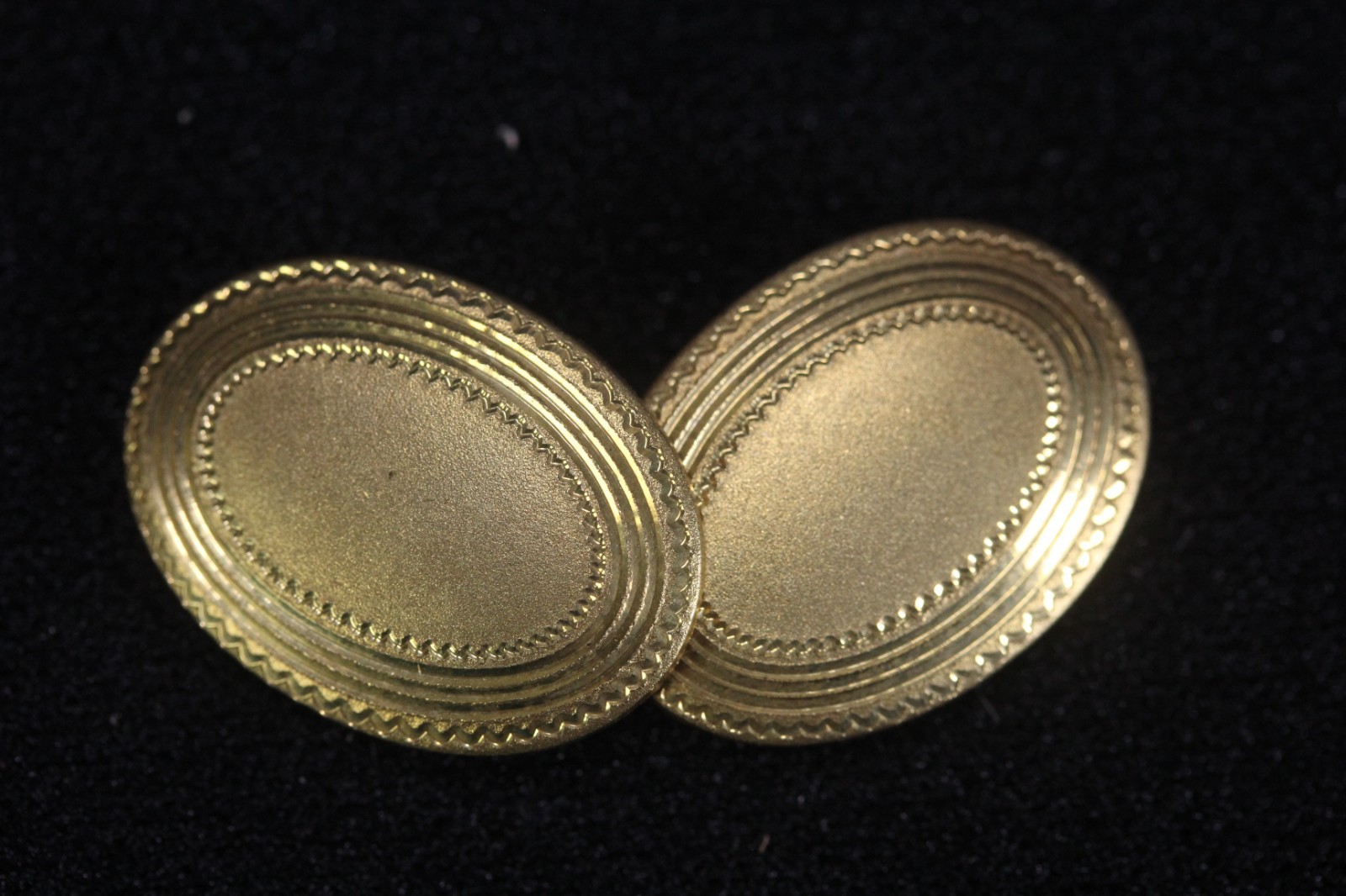 Antique Simons Gold Front Oval Cufflinks on Original Card NOS