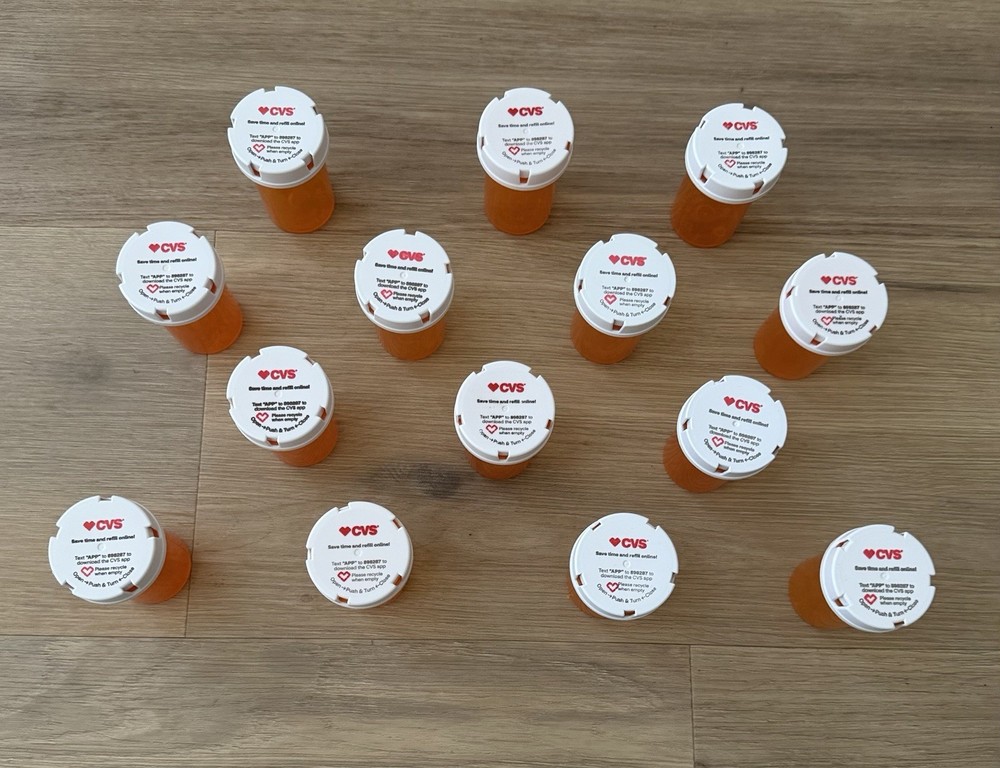 14 Rx Empty Pill Bottles For Storage Or Crafts