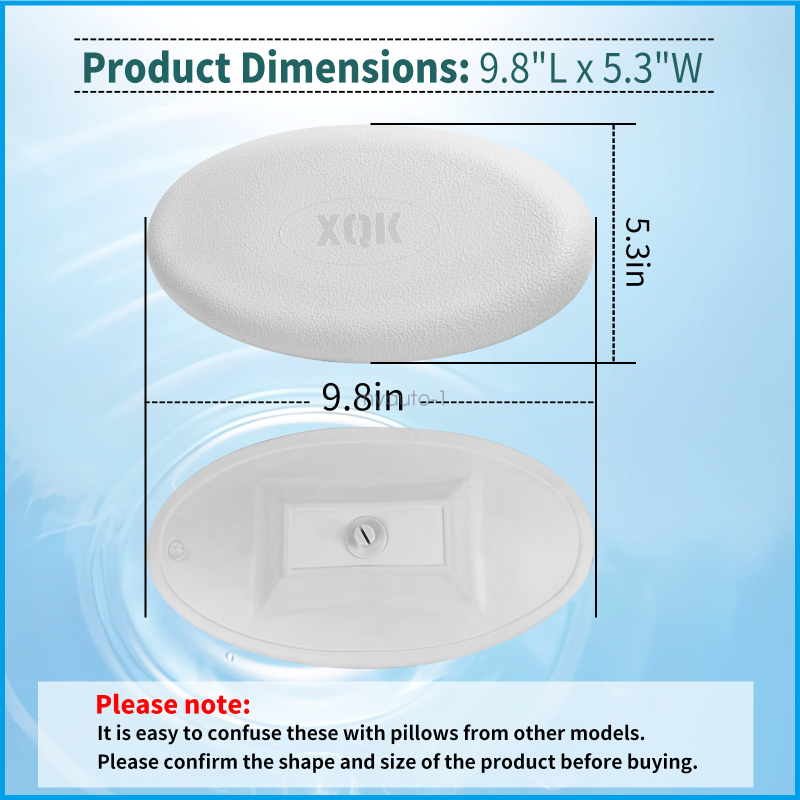 2472-828 2 Pack Oval Gray Snap-in Spa Pillow for Jacuzzi J-200 J-100 Series