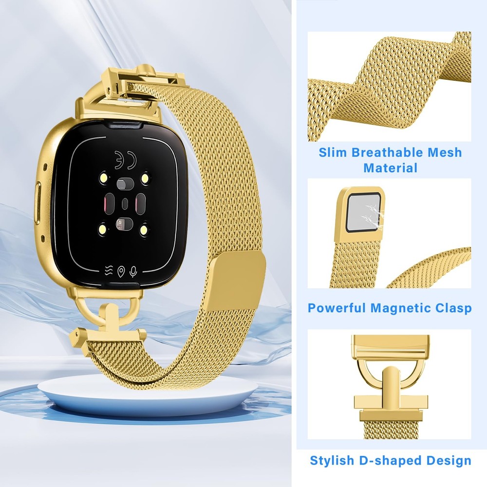 Magnetic Bands Compatible for Fitbit Versa 4/Fitbit Versa 3/Fitbit Sense 2/Fi...