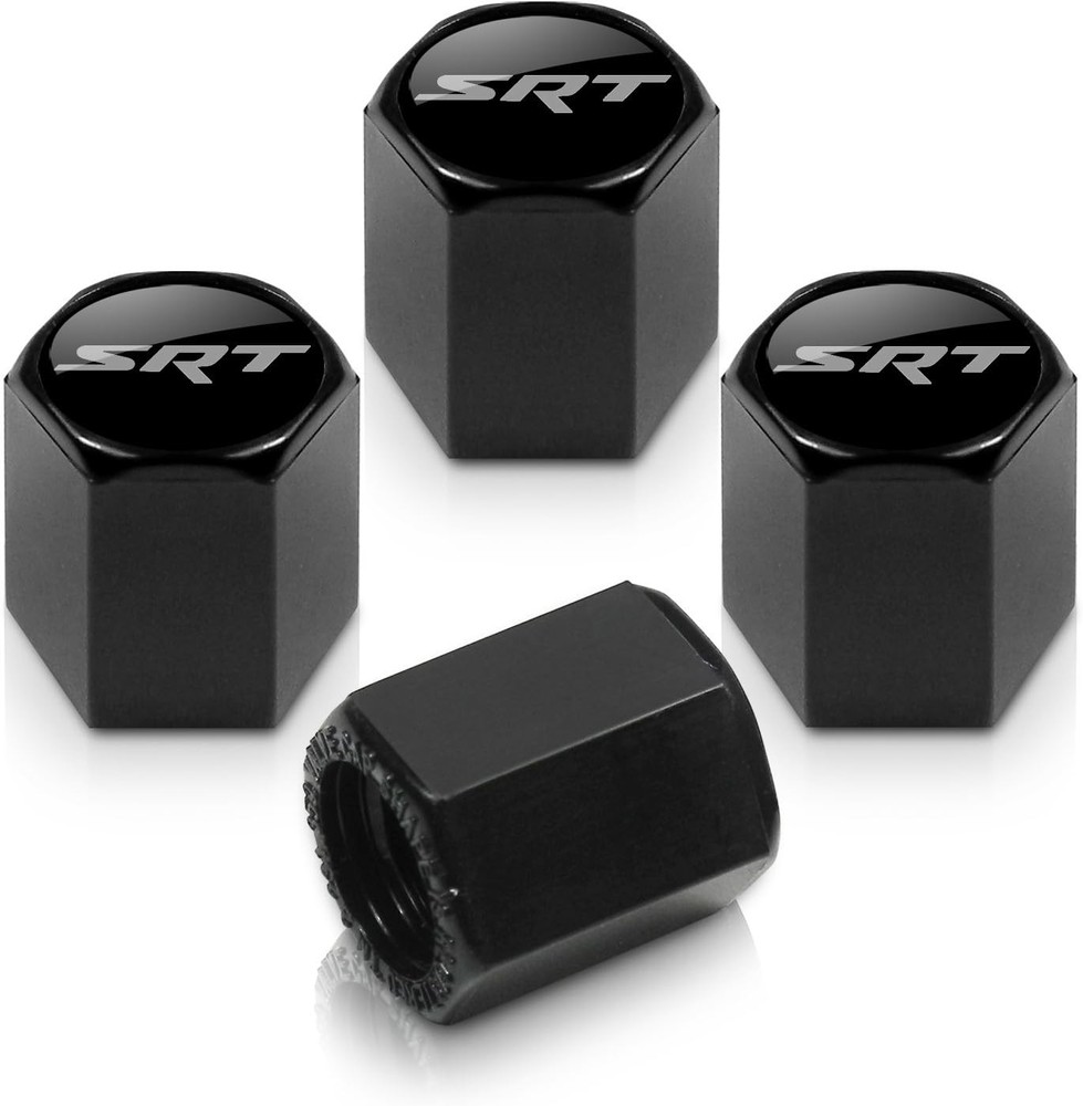Dodge Black SRT Logo Tire Stem Valve Caps