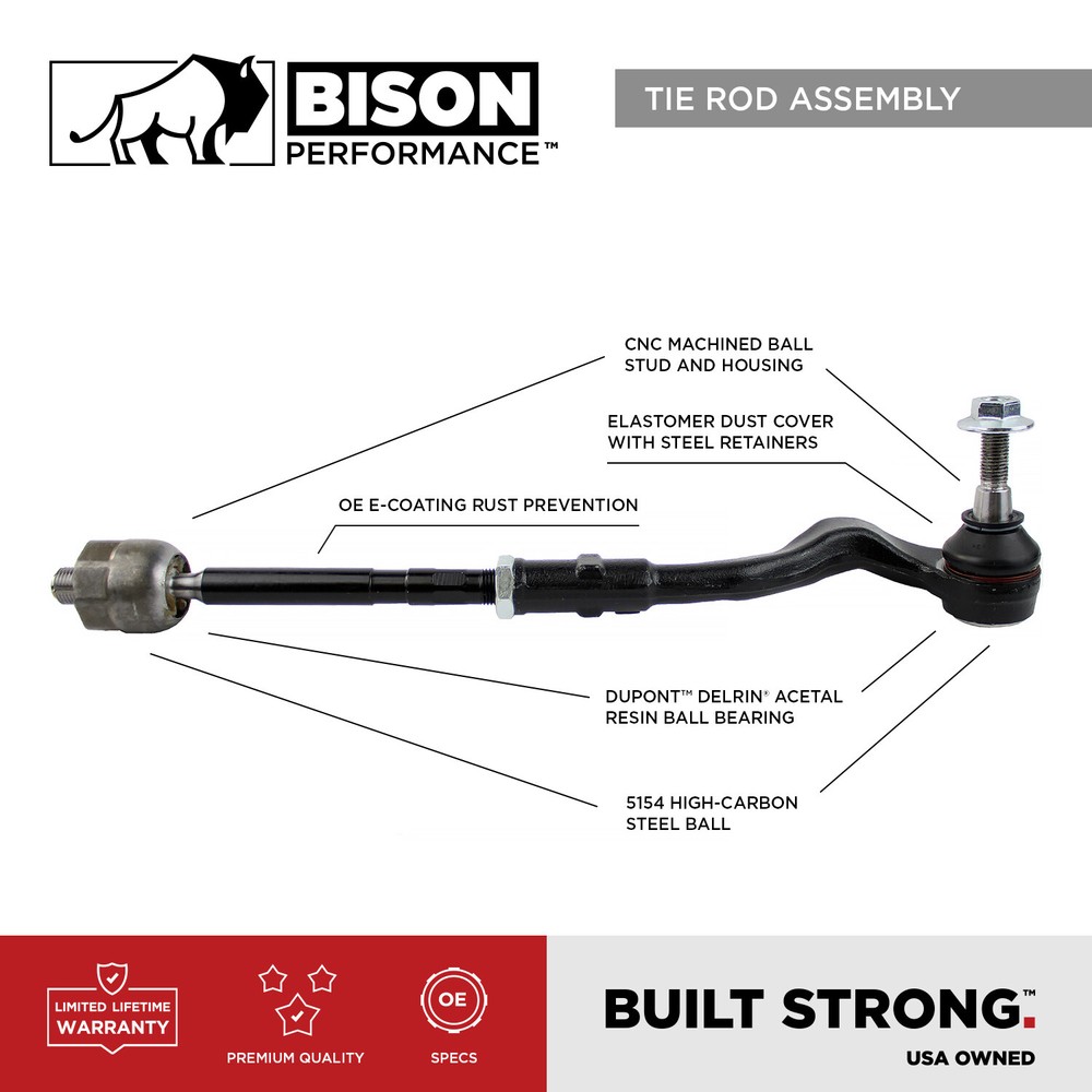 Bison Performance 2pc Set Inner Steering Tie Rod End For Dakota Durango 4WD