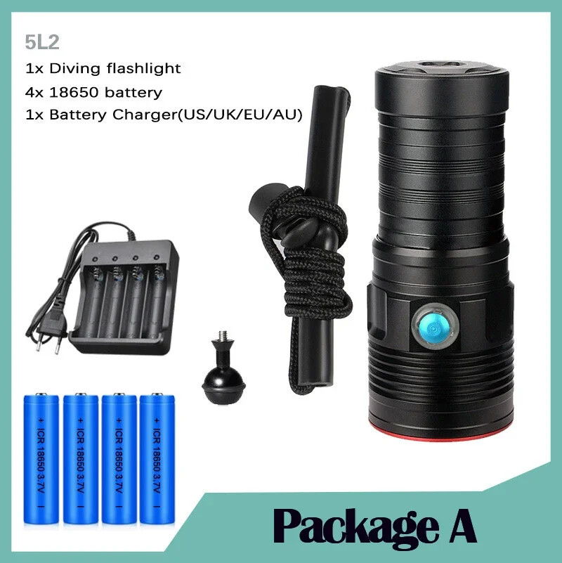 Dive Flashlight Professional Waterproof Scuba Dive Flashligh Portable Dive Torch