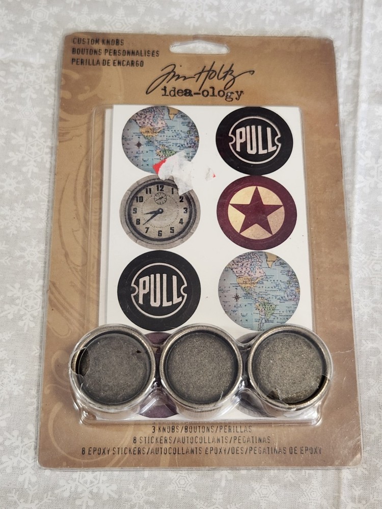 Tim Holtz Idea-ology Custom Knobs metal pull hardware art stickers epoxy 