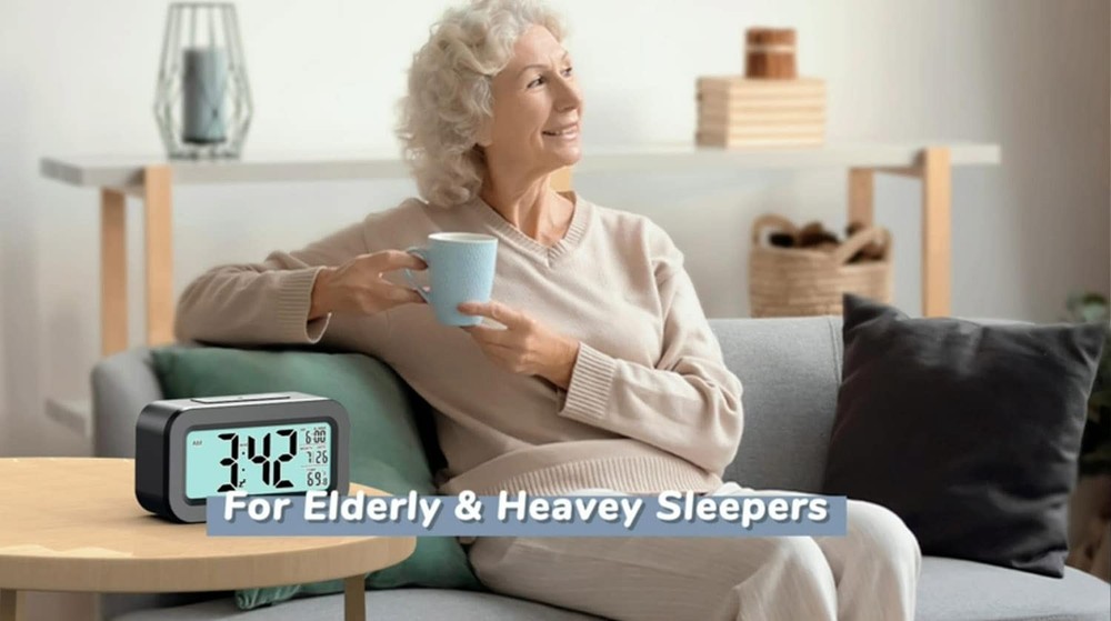 Digital Alarm Clock with Temperature Night Light Large LED Display