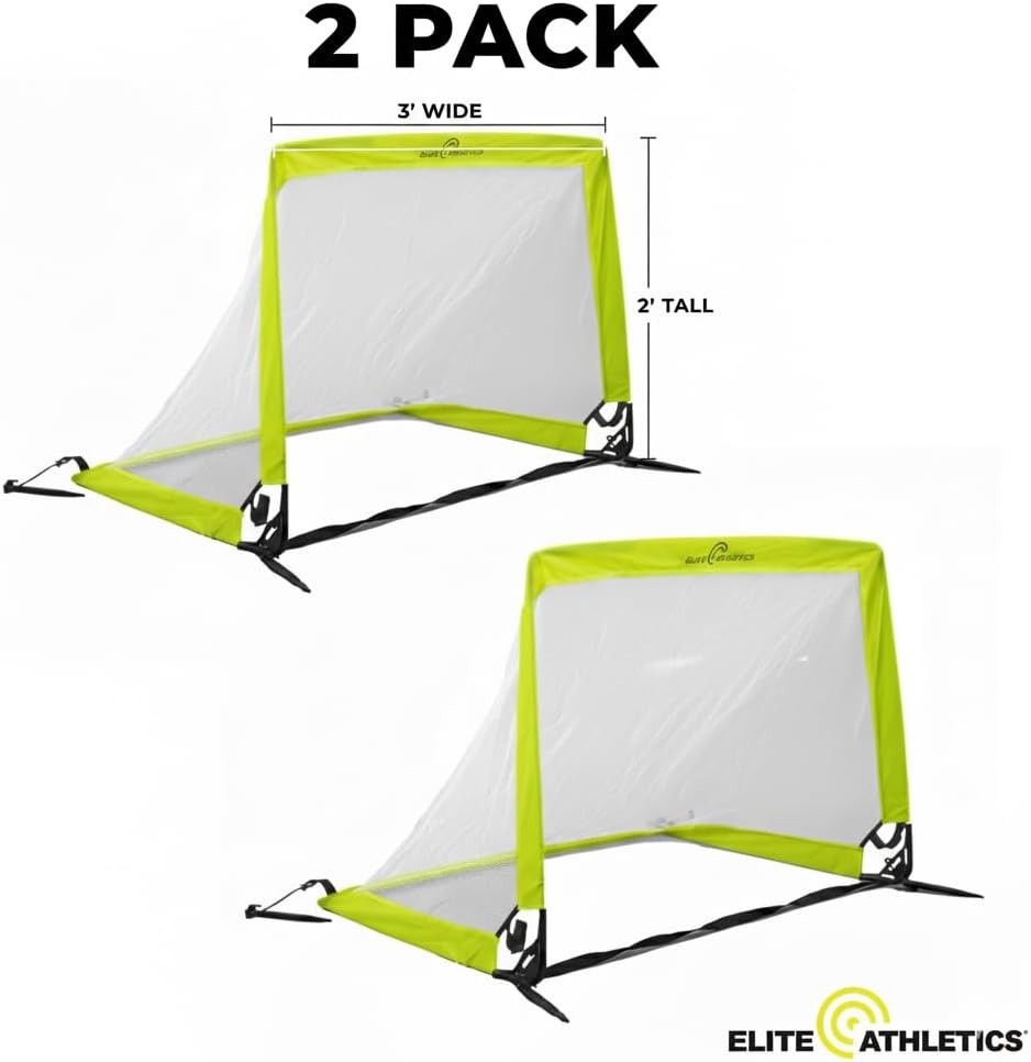 Pop-Up 3' x 2' Soccer Goal 2-Pack – Portable & Collapsible Training Nets for Kid