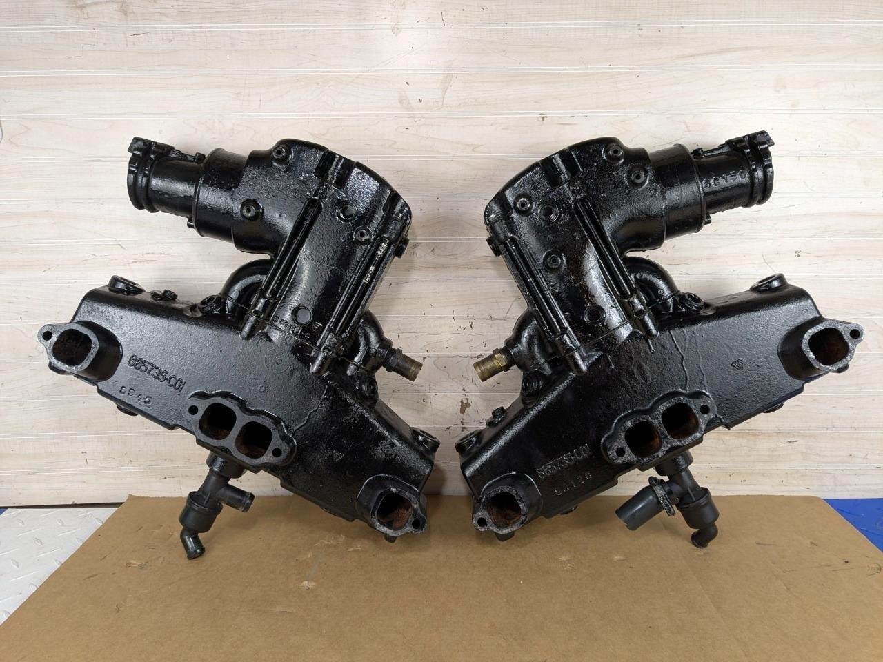 MerCruiser V8 Dry Joint Exhaust Manifolds & Risers PAIR 5.0L 5.7L 6.2L