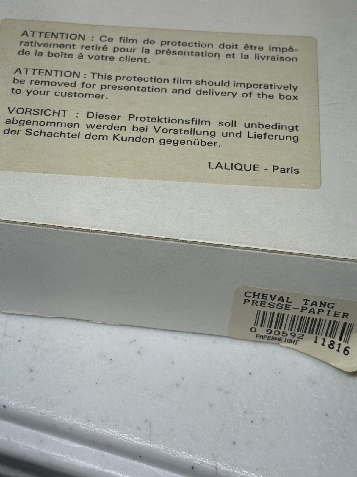 Signed Rene Lalique France Crystal Cheval Tang Presse Horse Paperweight 11816 NR