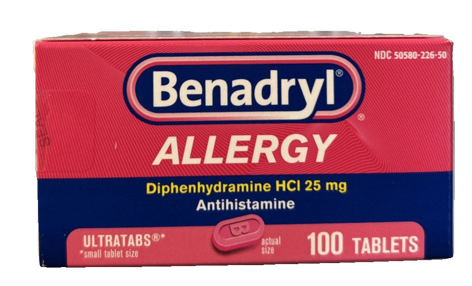 Benadryl Allergy Relief Diphenhydramine 25 mg 100 Ultratabs Exp 12/2026