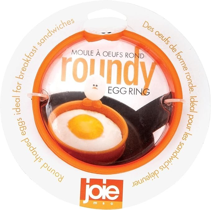 Joie Eggy 3.5" Non-Stick Silicone Compact Egg Ring with Folding Handle, Orange
