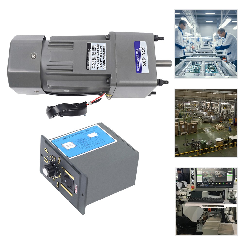 120W 1:30 Single-shase Gear Motor Electric Motor Variable Speed Controller 110V