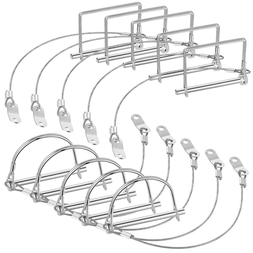 Trailer Coupler Pin 2-3/4"x1/4" 10 Pack Quick Release Ring Silver Farm Use