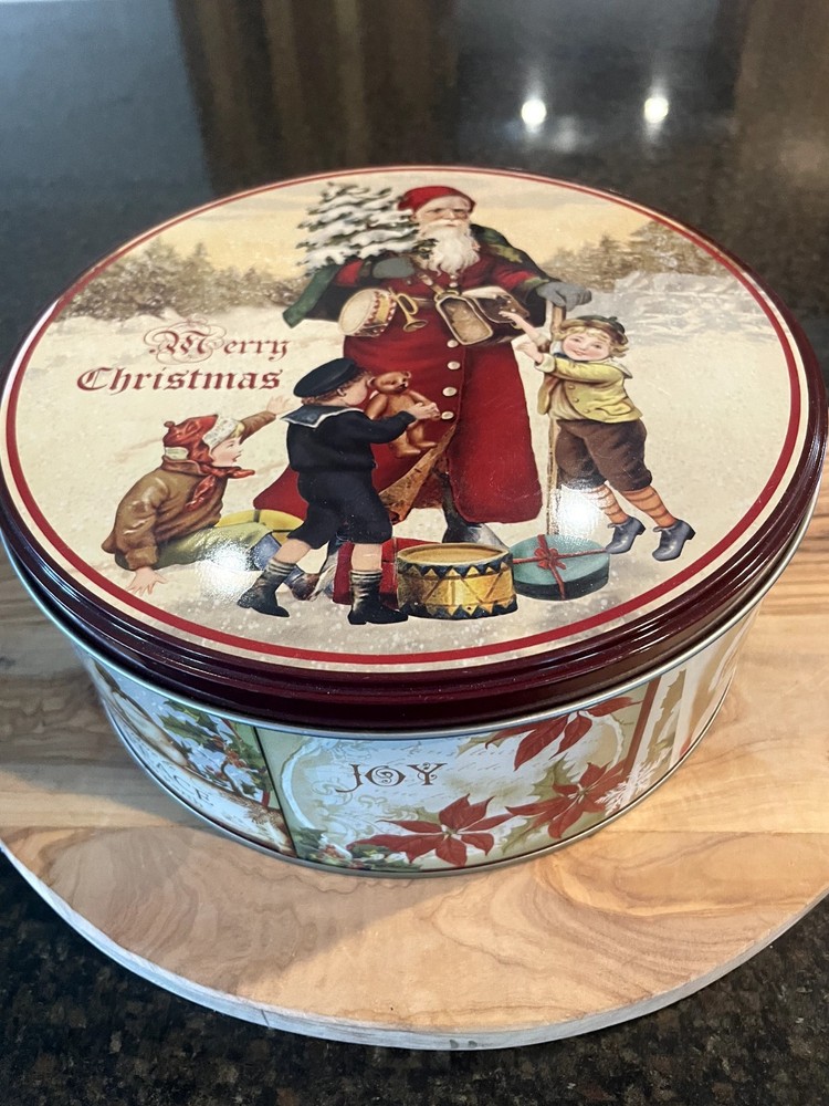 Santa Clause Decorative Tin - Christmas Holidays Nostalgia Container, EUC