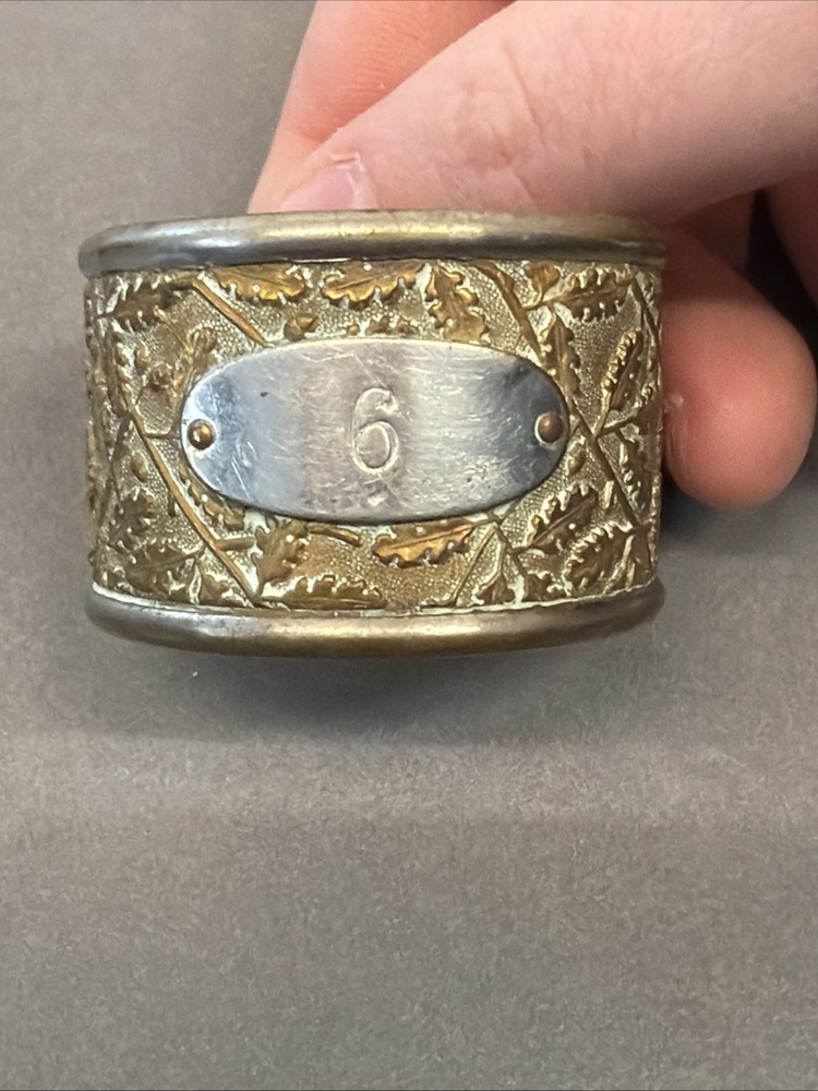 Antique Leaf Napkin Ring Marked 6 B60
