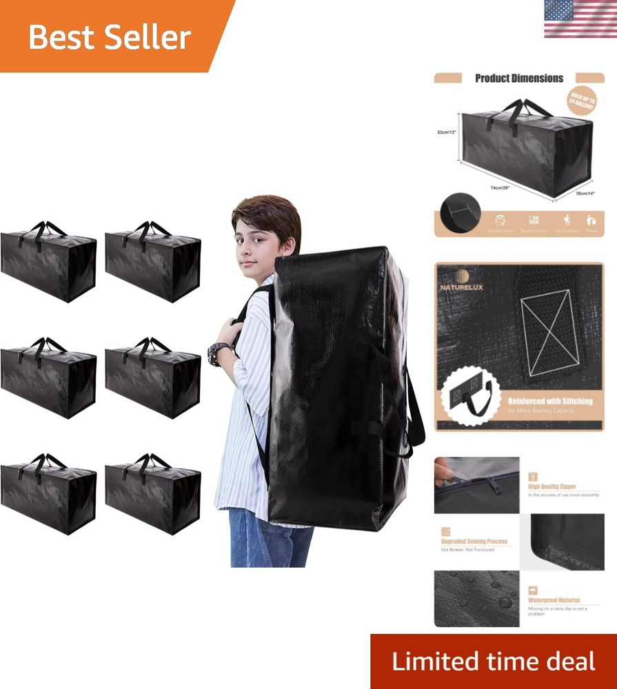 Durable Backpack Straps Moving Bags - Space-Saving 6 Pack for Dorm Essentials