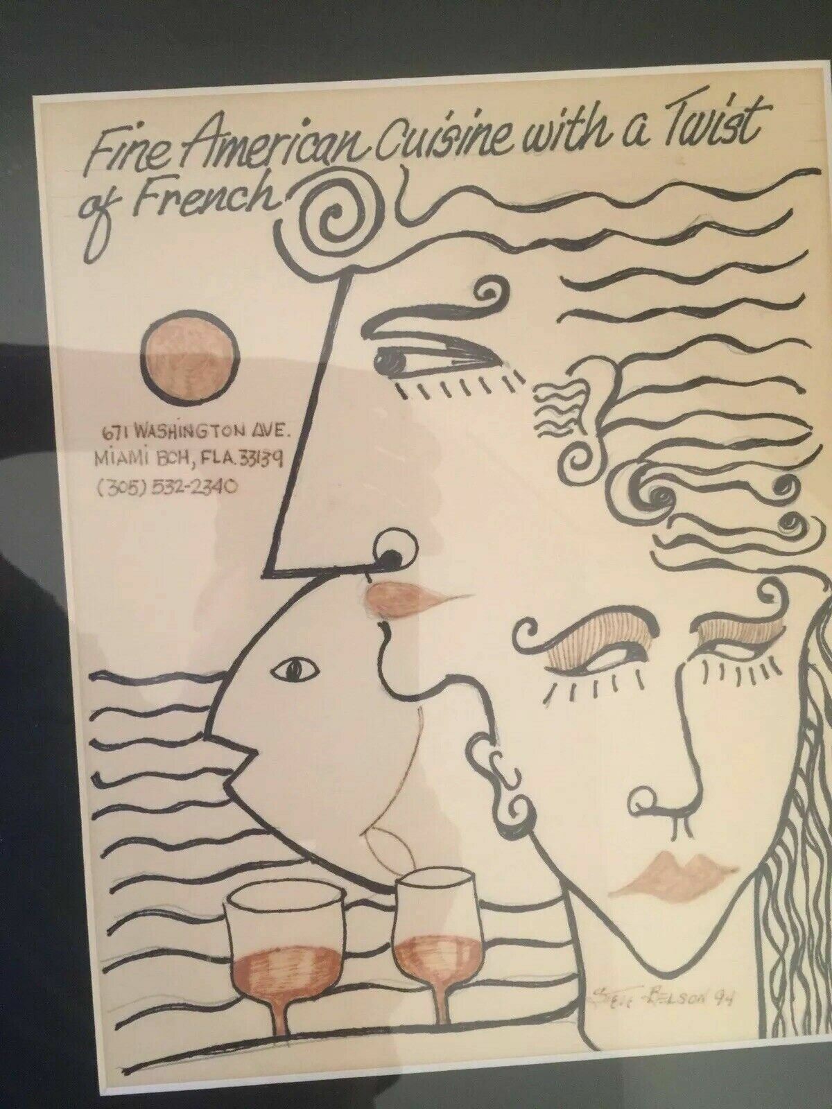 Vintage Miami Beach Revival Era Advertising Concept Art Restaurant Framed South