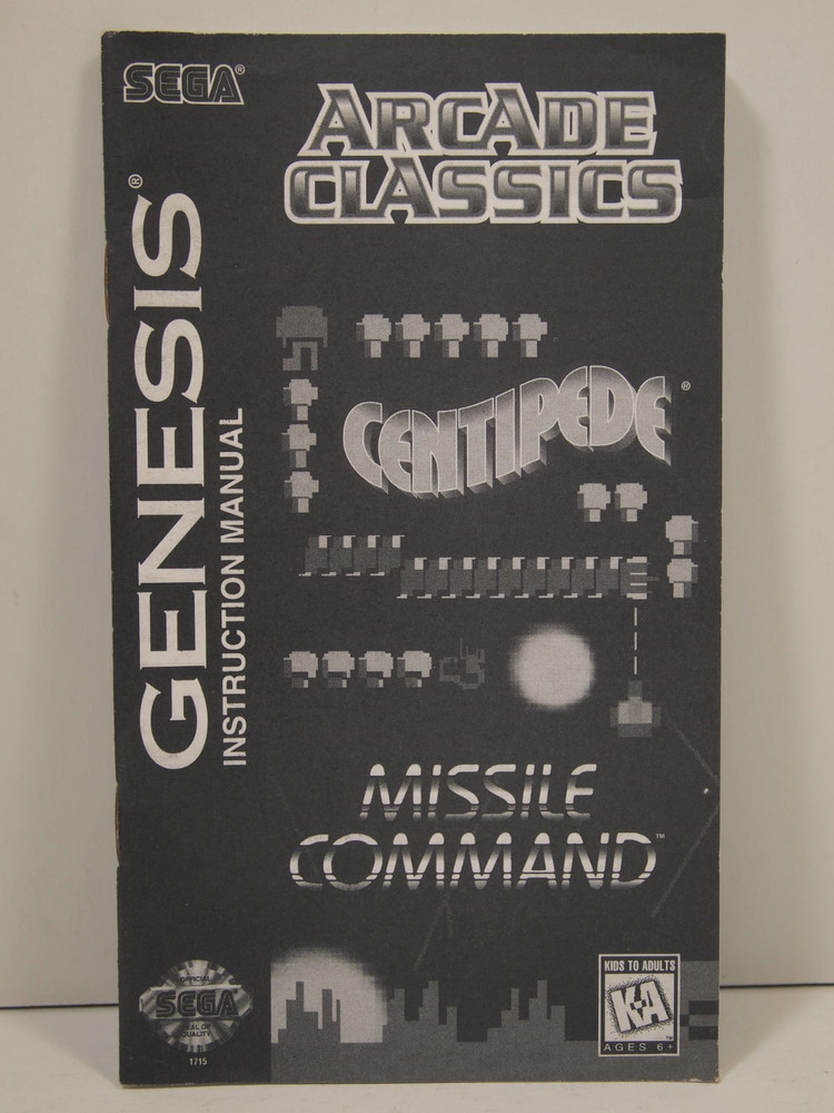 Arcade Classics (SEGA Genesis) Authentic MANUAL ONLY