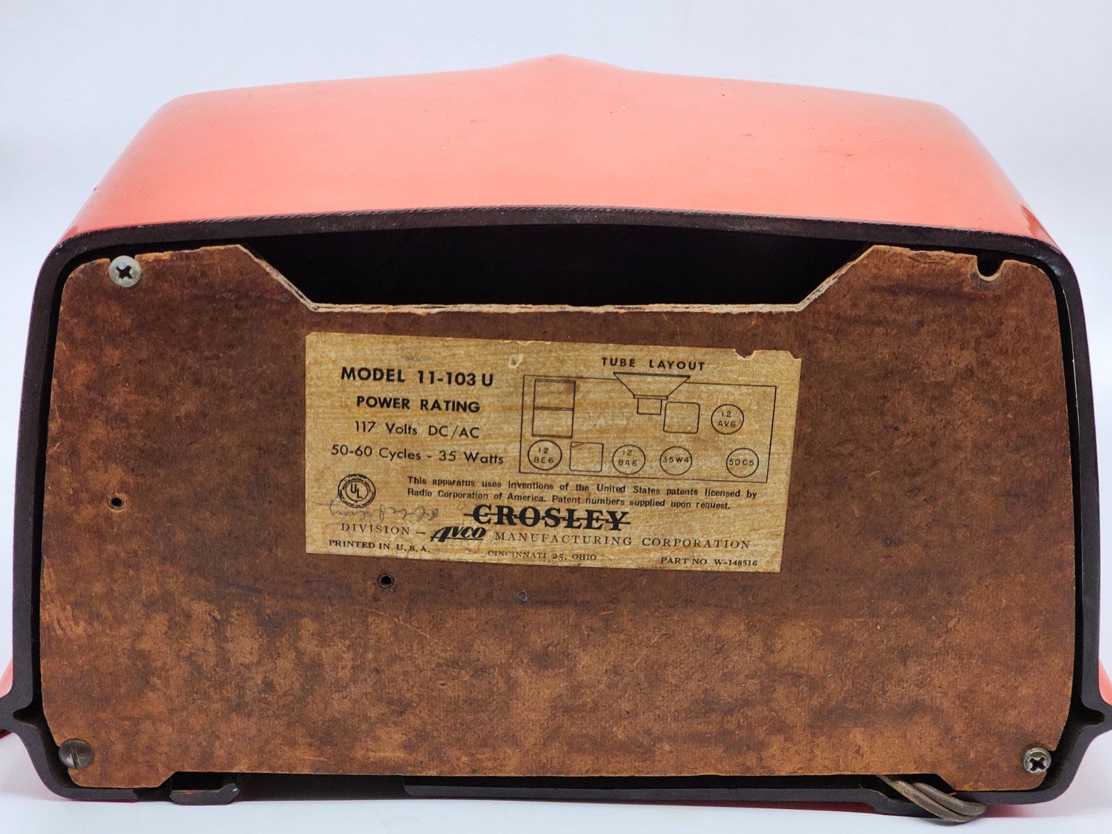 1951 Crosley "Bullseye" Tube Radio Mid-Century Atomic Era Model 11-100 Series
