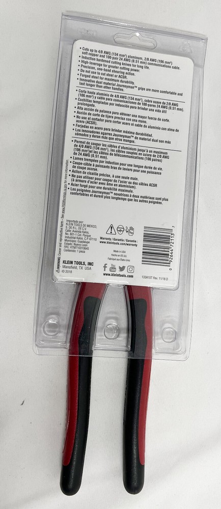 Klein Tools J63050 High-Leverage Cable Cutter Brand New