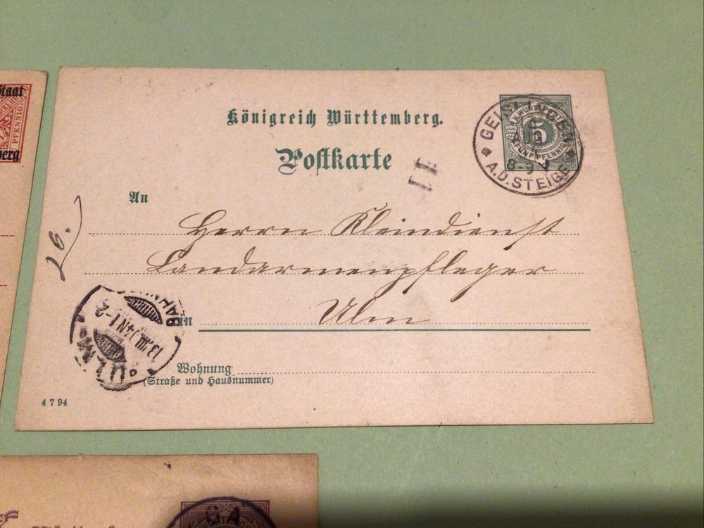 Germany Wurttemberg 3 Postcards A21820